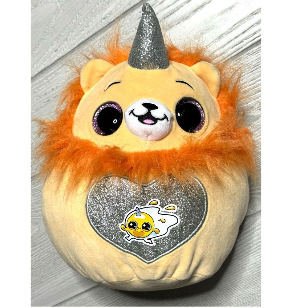 Orange Puppy Zuru Rainbocorns Plush Unicorn Silver Heart Horn 10"